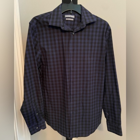 Men’s size medium blue/black plaid button up shirt - Picture 1 of 5